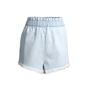 Material Girl NWT Juniors' Elastic Waist Frayed Hem Jean Shorts Light Blue 836